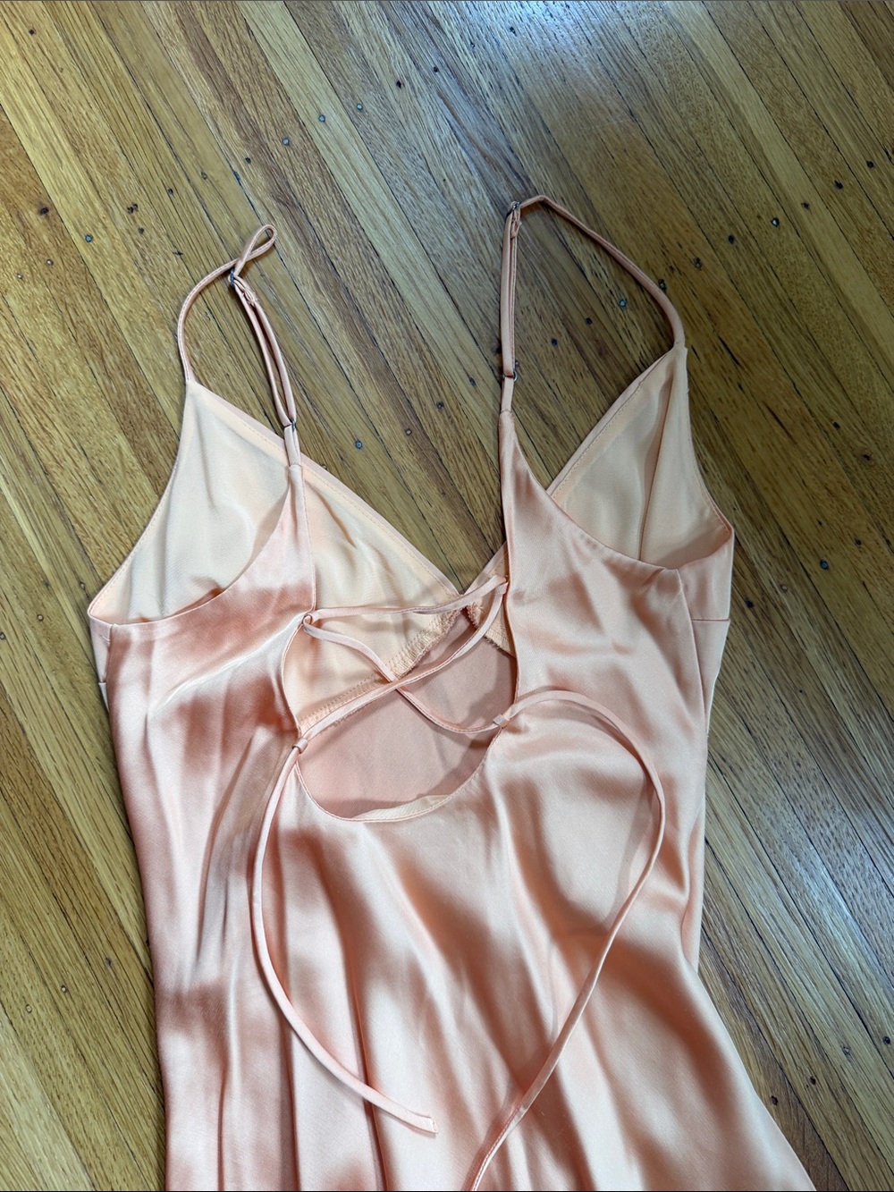 Abercrombie & Fitch Peach Satin Midi Slip Dress - Picture 3 of 4